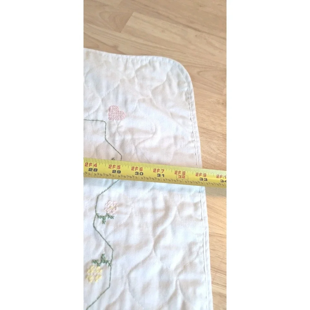Vintage 1997 Handmade Baby Quilt 33x40 Cross Stitch Now I Lay Me Down Prayer EUC
